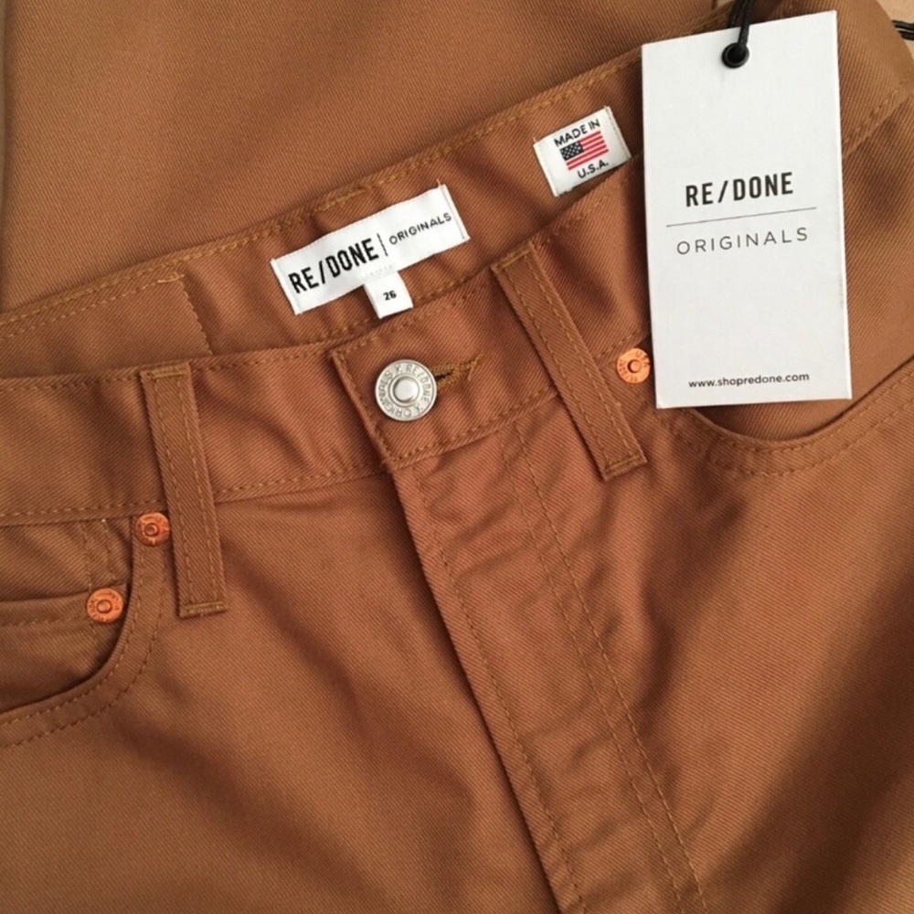 re/done reformation work pants in toffee